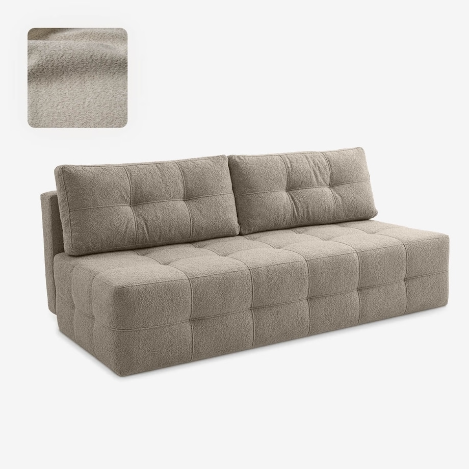 Sofa 2-osobowa rozkładana z funkcją spania do salonu beżowa MORANA