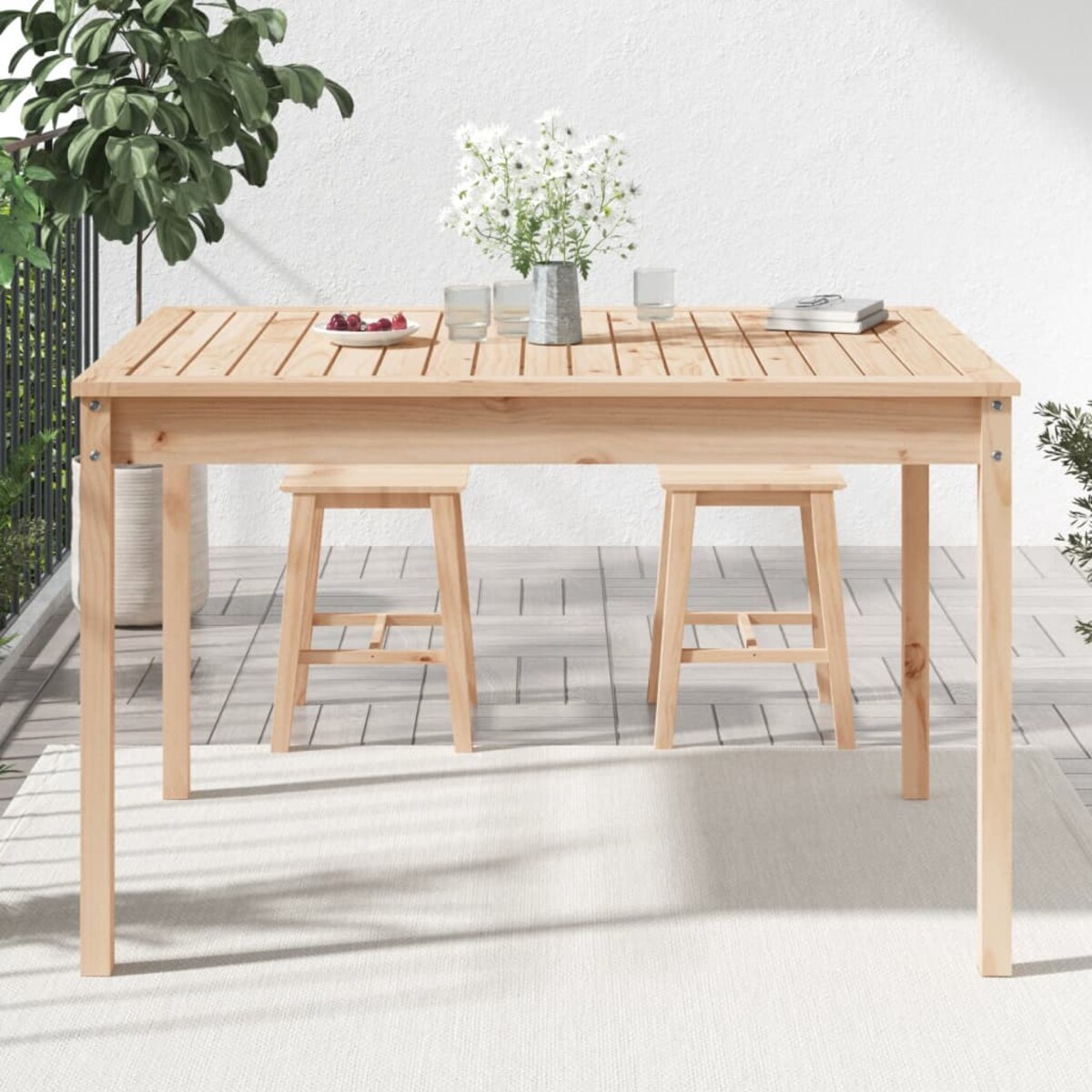 vidaXL Stolik ogrodowy, 121x82,5x76 cm, lite drewno sosnowe
