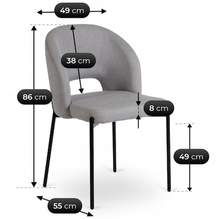 Krzesło Tapicerowane Kuchenne Do Jadalni Salonu Toaletki Szare BROS