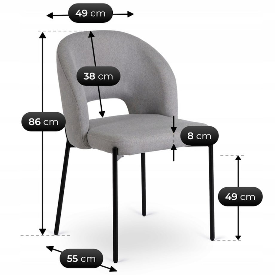 Krzesło Tapicerowane Kuchenne Do Jadalni Salonu Toaletki Szare BROS