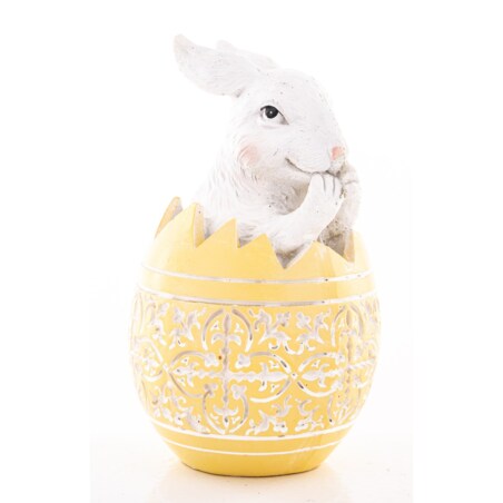 Dekoracja - króliczek w skorupce PISANKI 13x7,5x7,5 cm pomarańczowa