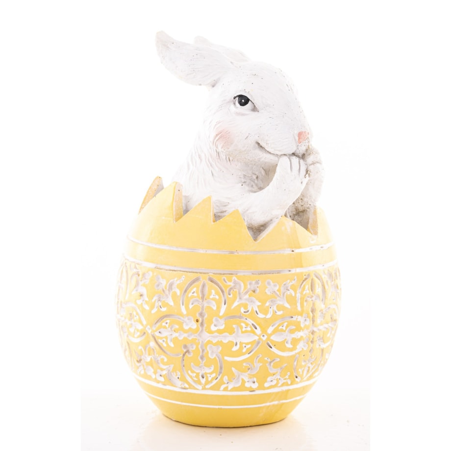 Dekoracja - króliczek w skorupce PISANKI 13x7,5x7,5 cm pomarańczowa
