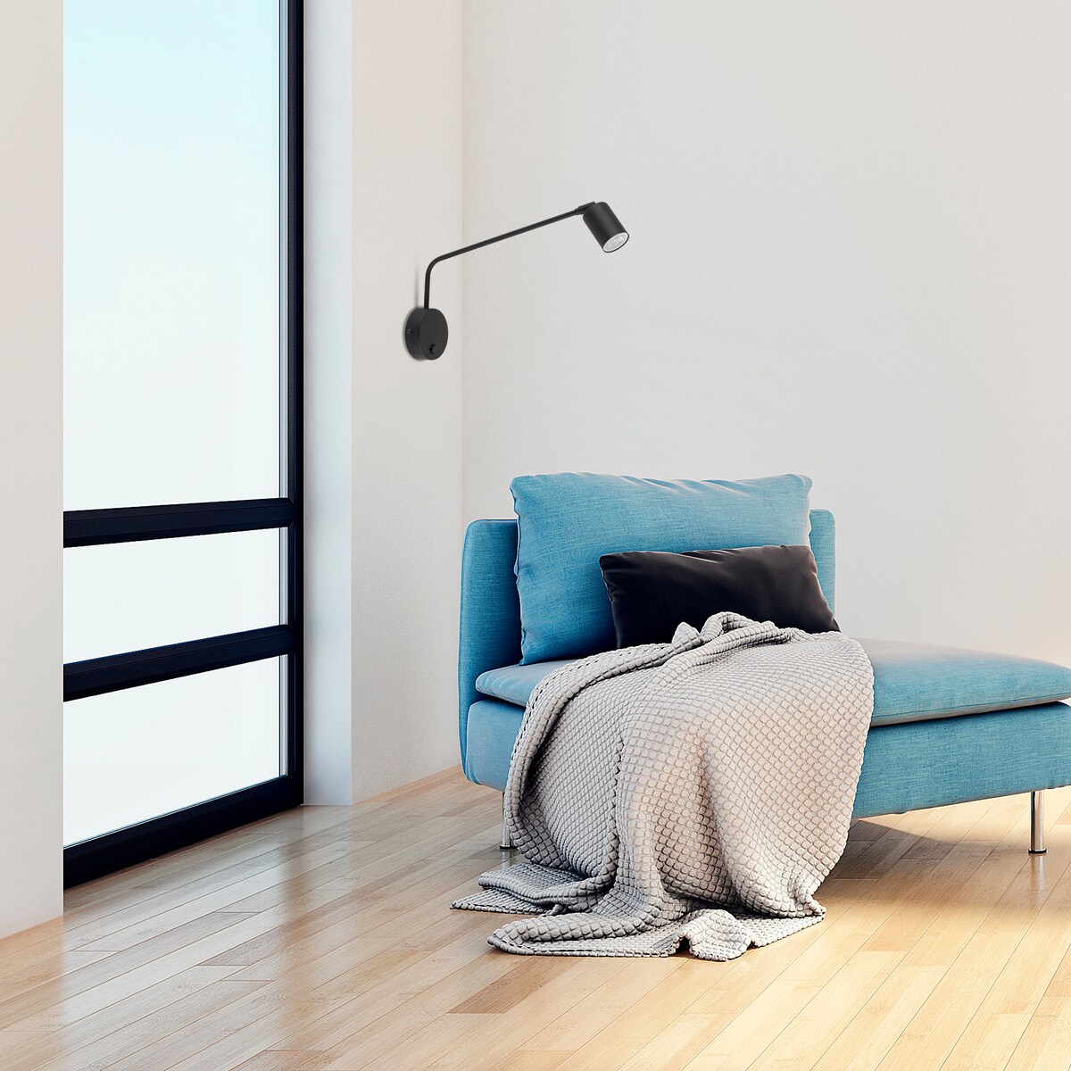 Kinkiet na wysięgniku z włącznikiem TK Lighting NEX BLACK 11361, czarny, GU10, regulowany loftowy LED