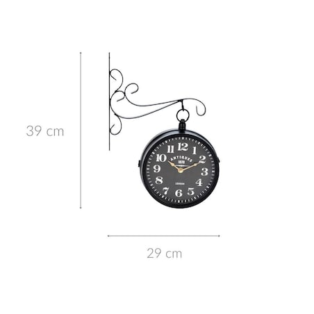 Zegar ścienny metalowy w stylu vintage, dworcowy, metalowy