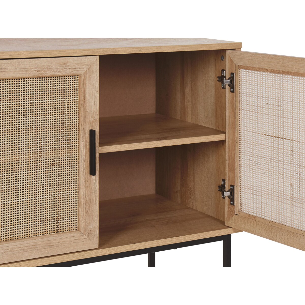 Szafka dwudrzwiowa fronty rattanowe jasne drewno PASCO