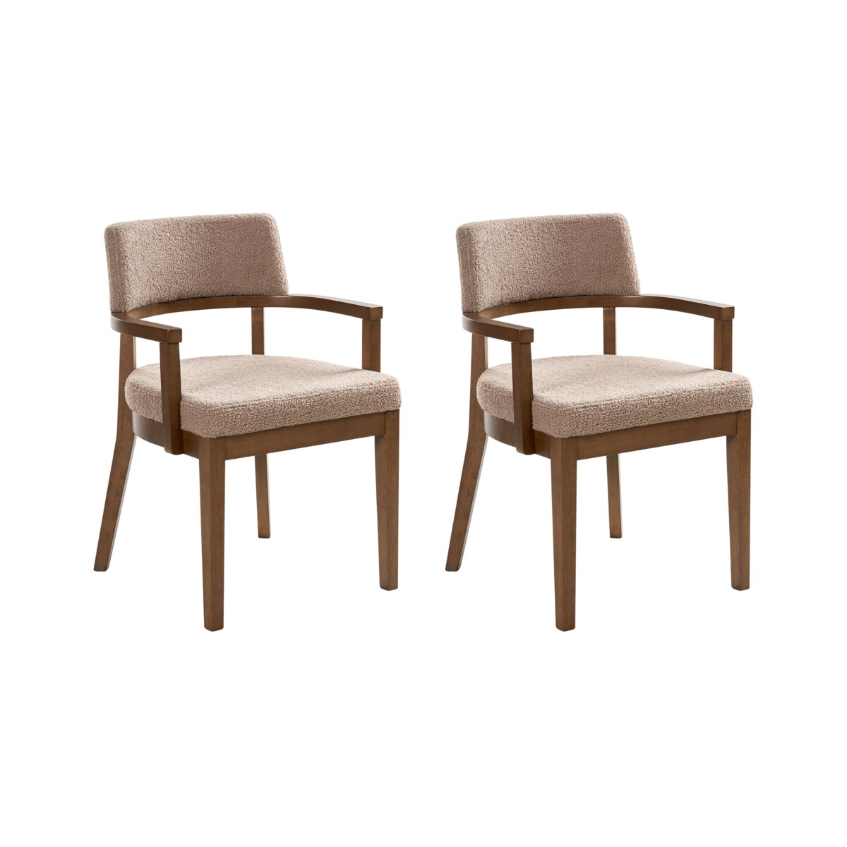 Zestaw 2 krzeseł do jadalni DALBO Boucle Ciemny brąz/ beżowoszary