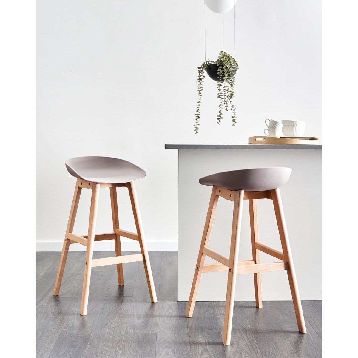 Zestaw 2 krzeseł barowych MICCO Beżowoszary