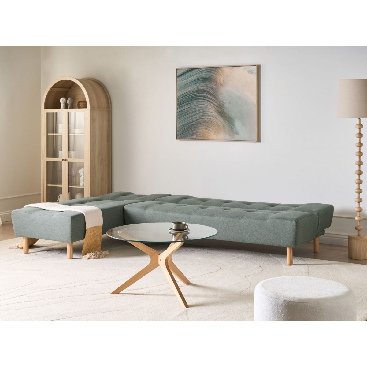 Narożnik rozkładany modułowy dla 4 osób ALSTEN Zielony Prawostronny