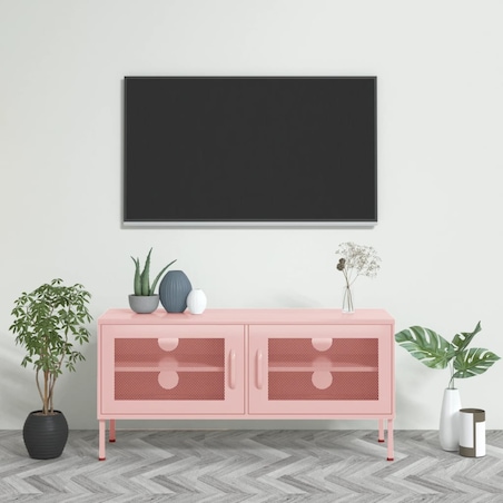 vidaXL Szafka pod telewizor, różowa, 105x35x50 cm, stalowa