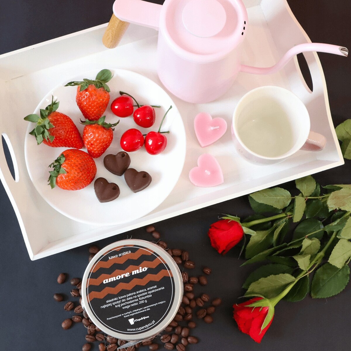 Kawa aromatyzowana AMORE MIO mielona deserowa PREMIUM ARABICA Cup&You 200g na prezent upominek dla kobiety mężczyzny faceta mamy taty żony męża