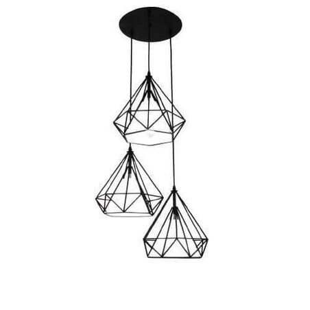 Loftowa LAMPA wisząca DIAMOND CHNR3-E27 Abigali druciana OPRAWA metalowy ZWIS kaskada czarna