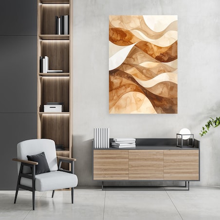 Obraz do salonu sypialni biura loftu, Abstrakcja linie kształty beżowy