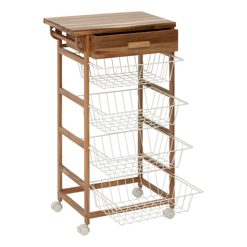 Wózek kuchenny ACACIA z 4 koszami, 89 cm