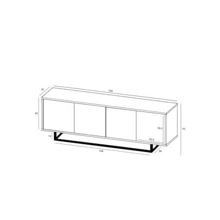 Industrialna Szafka RTV Loft Komoda RTV Dąb Wotan Biały MAT 150 cm