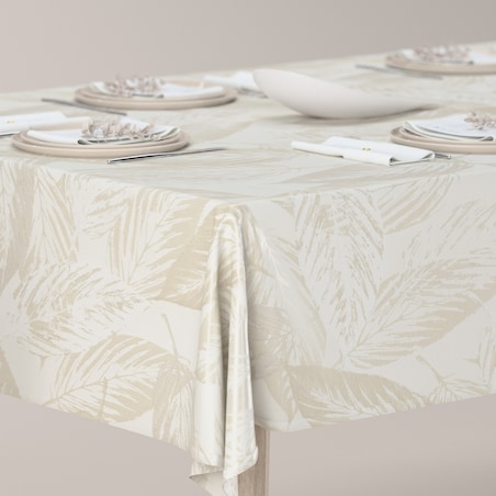 Obrus prostokątny 130 x 210 cm szaro-beżowe liście
