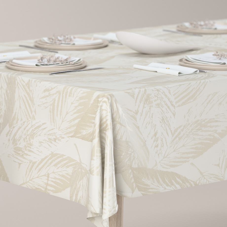 Obrus prostokątny 130 x 210 cm szaro-beżowe liście