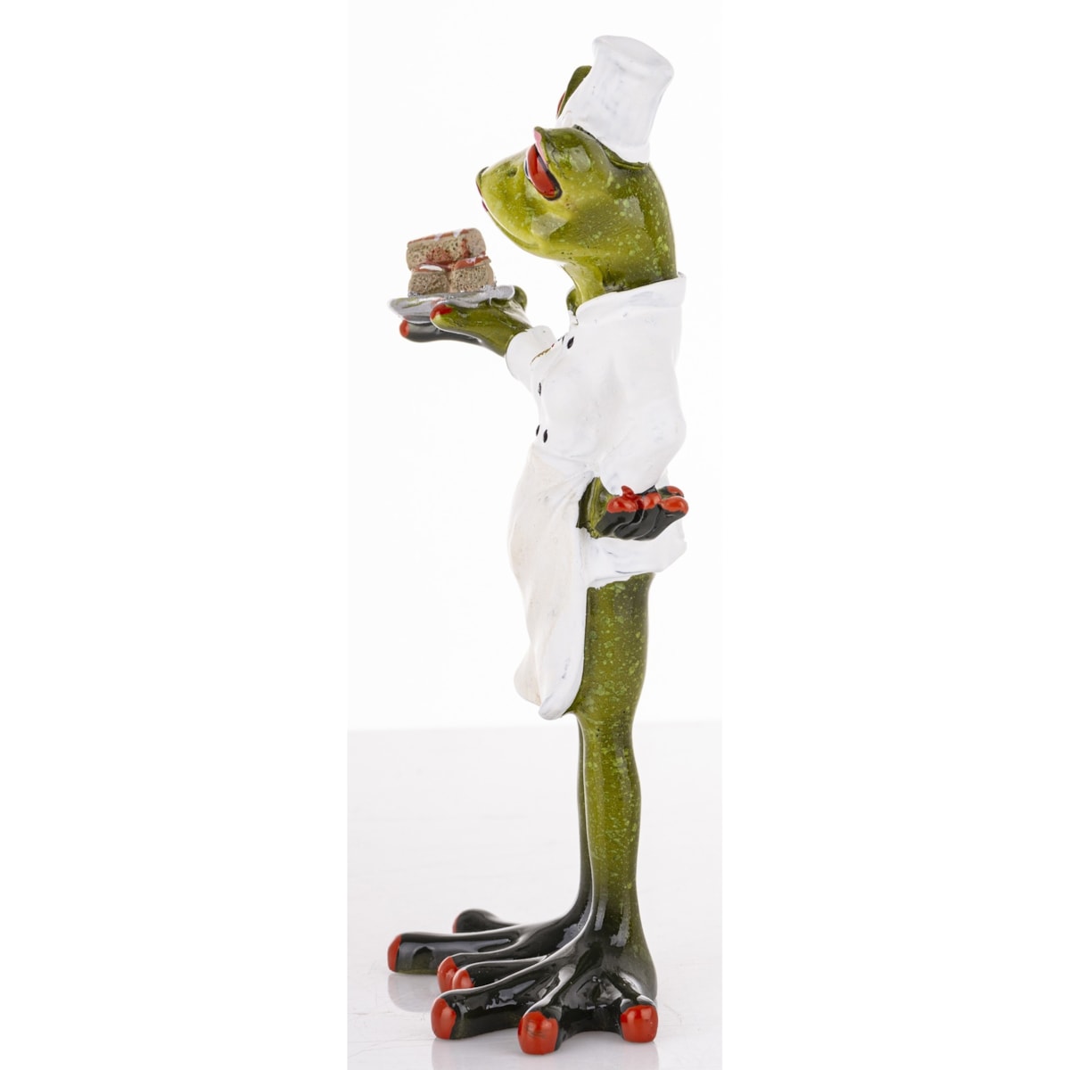 Figurka - żabka 17x8x4,5 cm FROGG z ciastkami w łapce