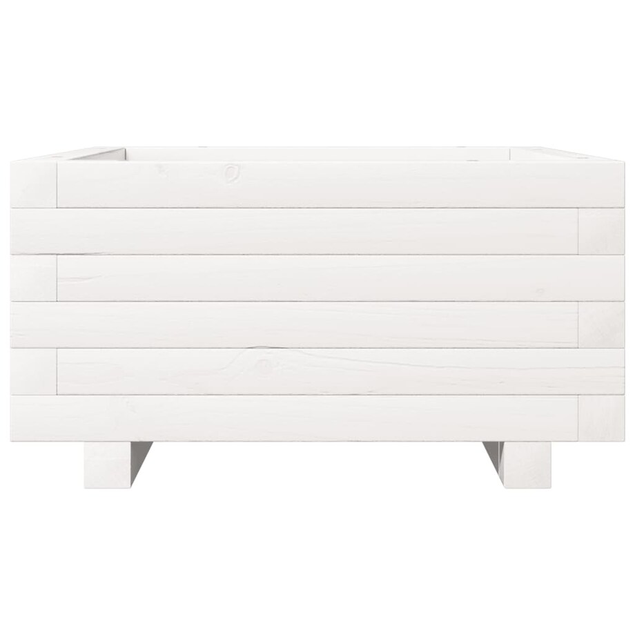 vidaXL Donica ogrodowa, biała, 50x50x26,5 cm, lite drewno sosnowe