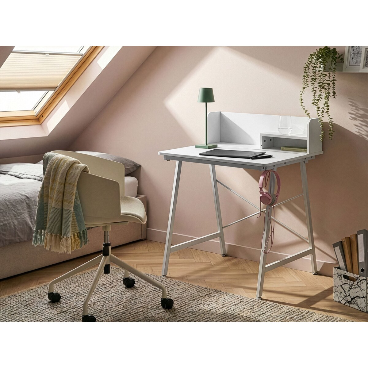 Biurko kreślarskie z regulowanym blatem ALAND Biały 80 cm 62 cm