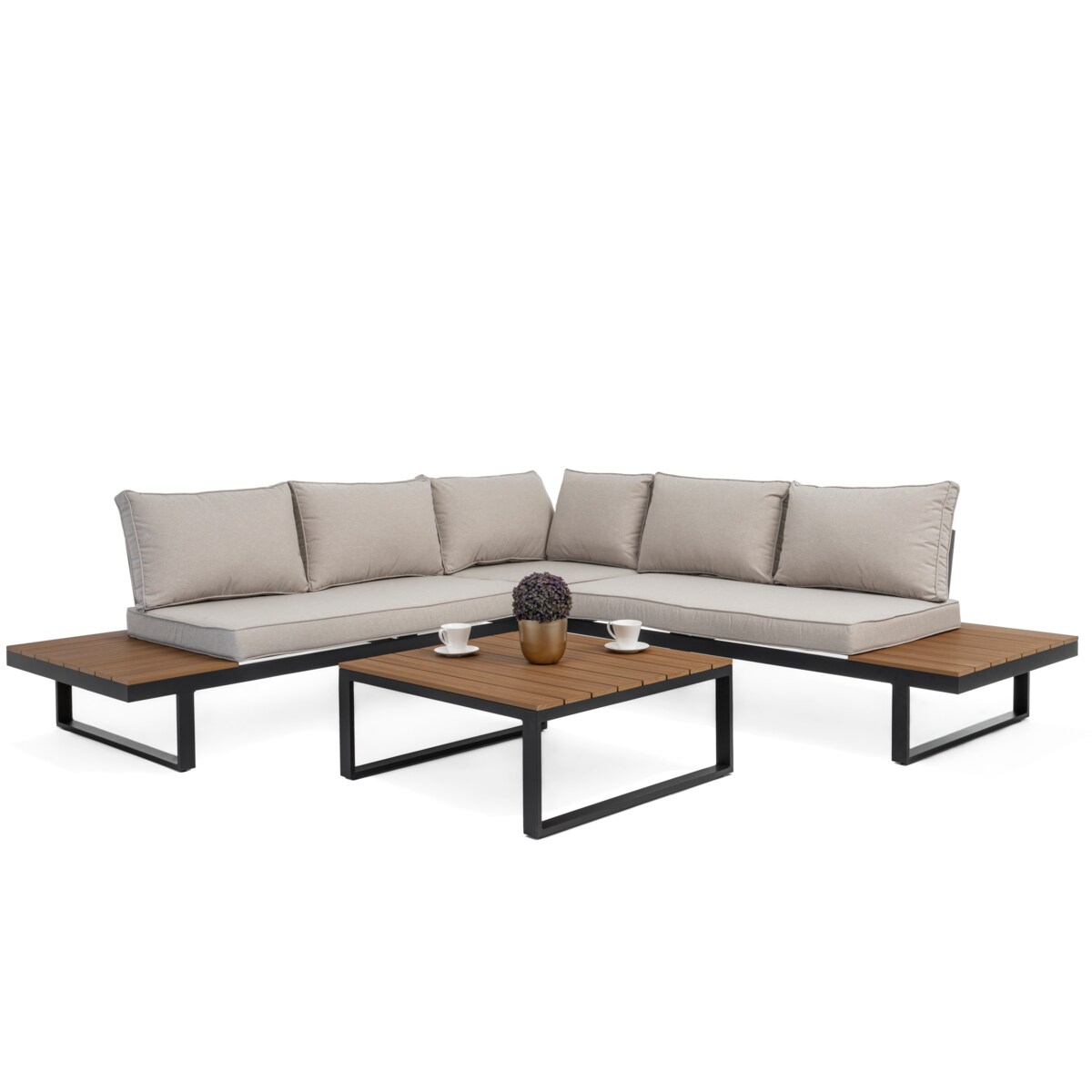 Meble ogrodowe narożnik nowoczesny aluminium MALE beżowy