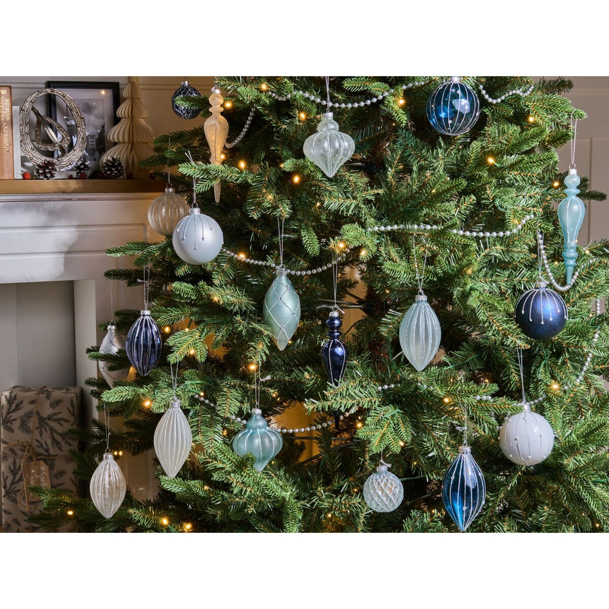 Zestaw 35 bombek SNOWFALL Szkło Niebieski