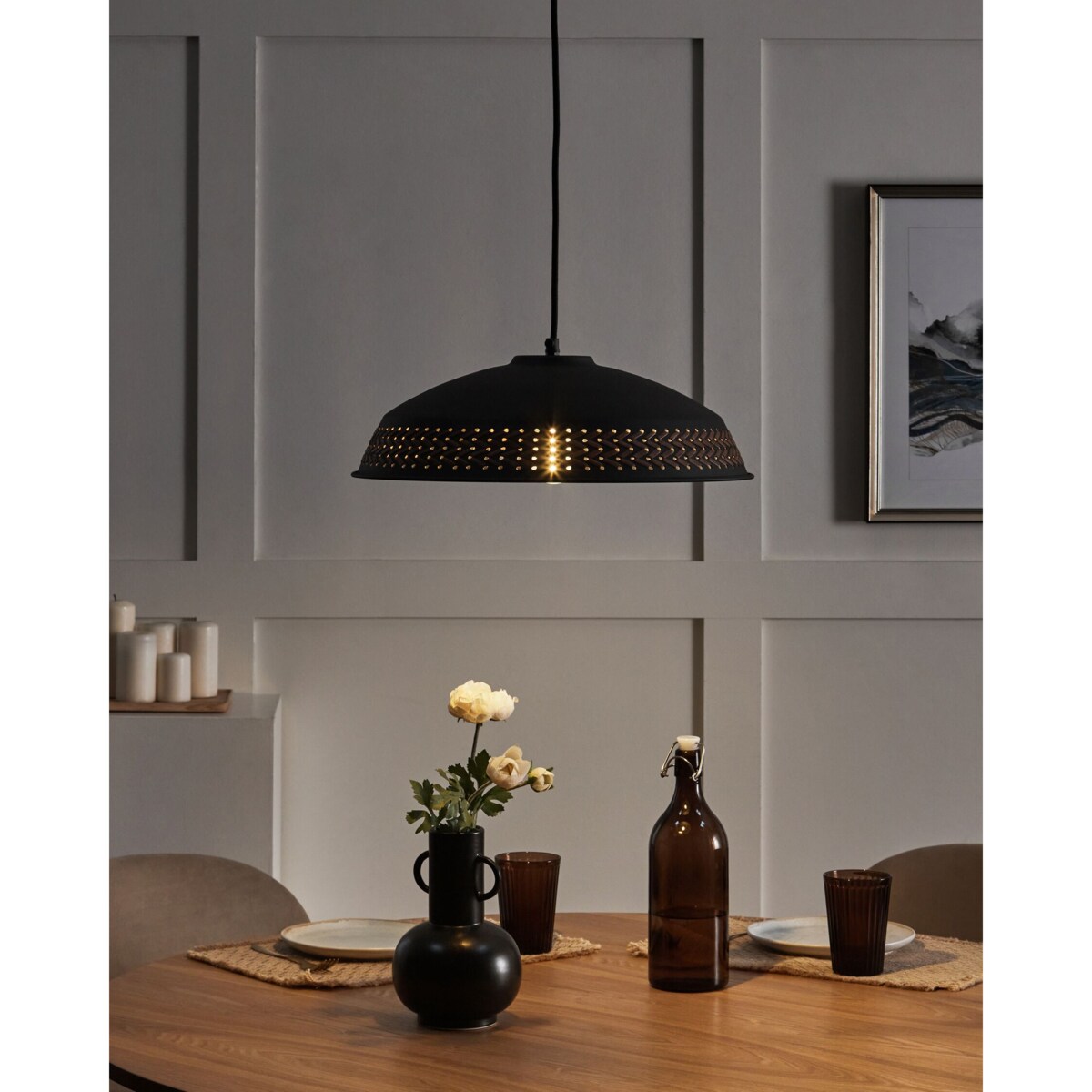 Lampa wisząca metalowa czarna MINILLAS