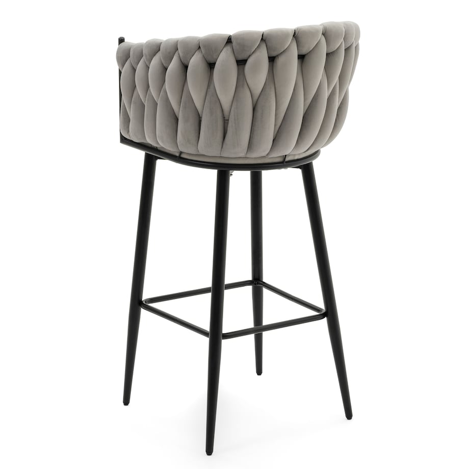 Hoker tapicerowany welurowy pleciony do salonu jadalni barowy glamour LATINA