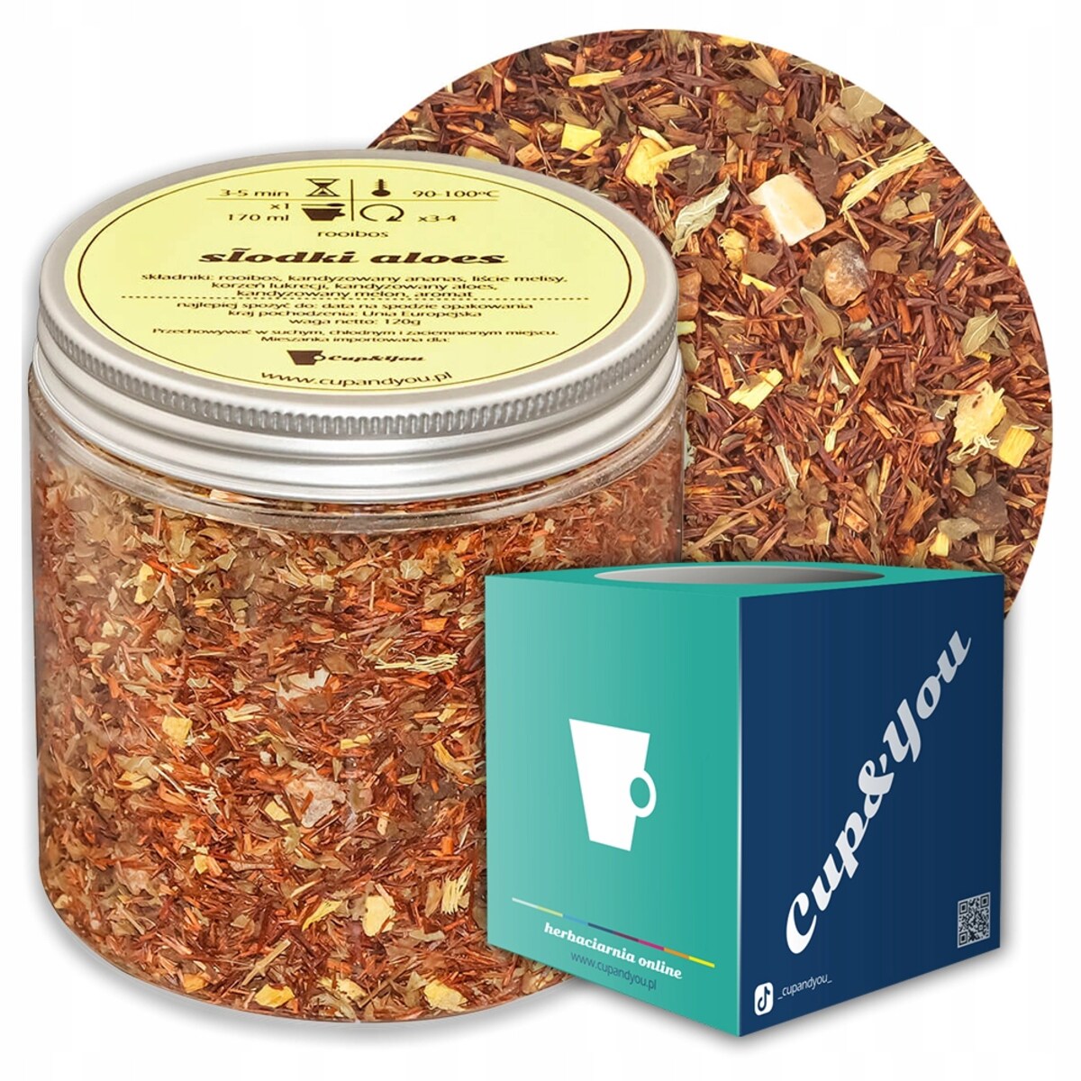 Herbata rooibos z czerwonokrzewu SŁODKI ALOES o smaku aloesu i lukrecji - herbata liściasta sypana mieszanka napar susz - gotowa na prezent upominek