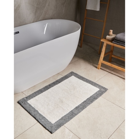 Dywanik łazienkowy KABRI Szary/ beżowy 60 x 90 cm Bawełna