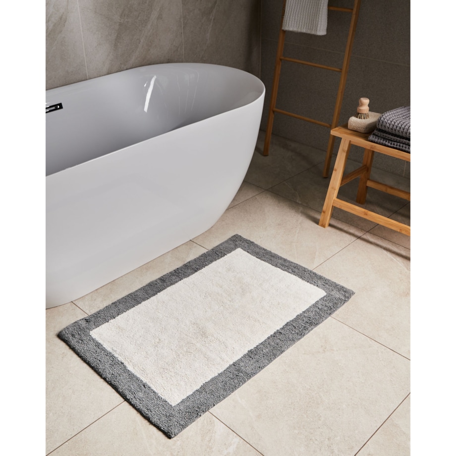 Dywanik łazienkowy KABRI Szary/ beżowy 60 x 90 cm Bawełna
