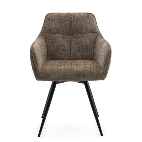 Krzesło tapicerowane obrotowe szenilowe do salonu QUATTRO brązowe