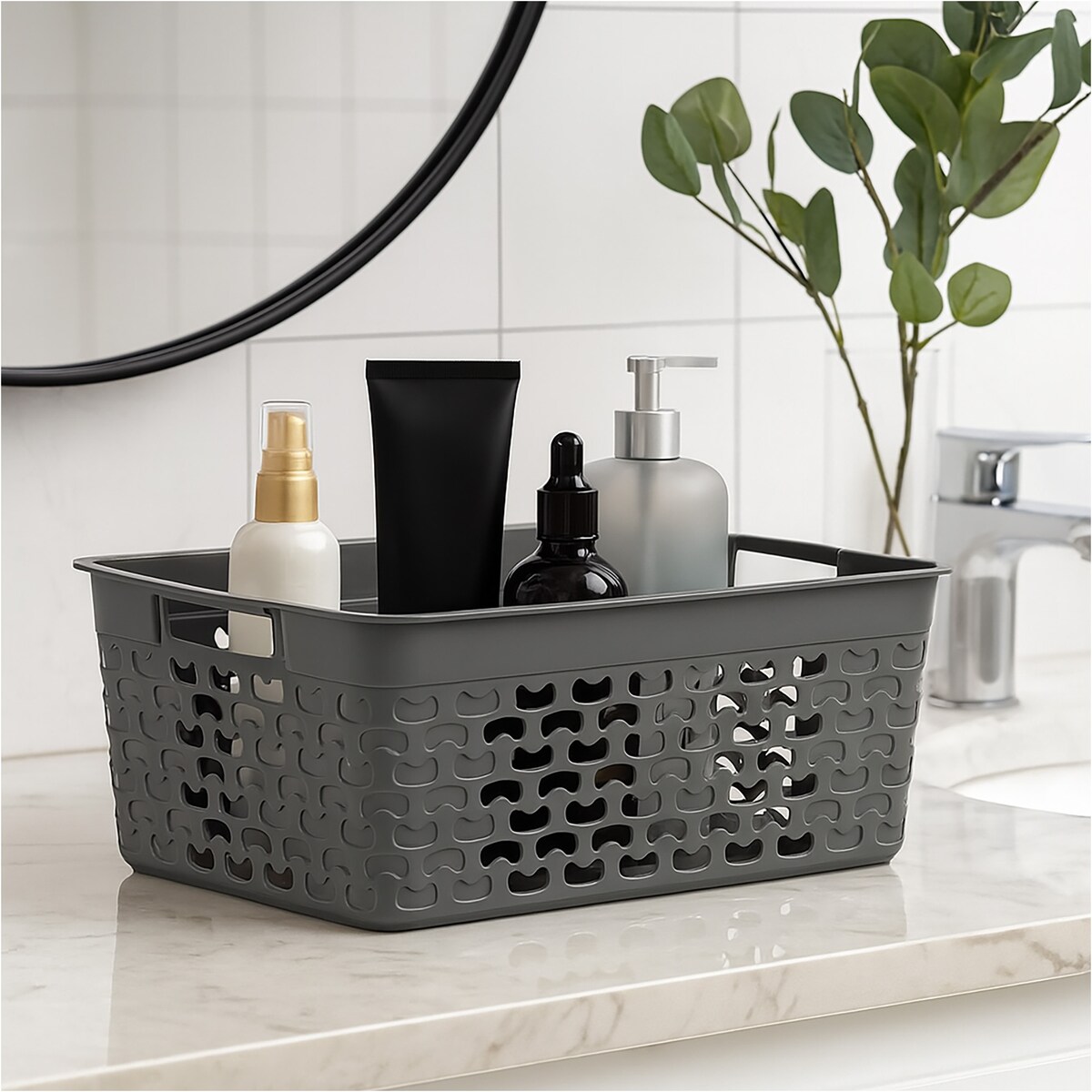 Koszyk Ażurowy Koszyczek Pudełko Organizer Szary