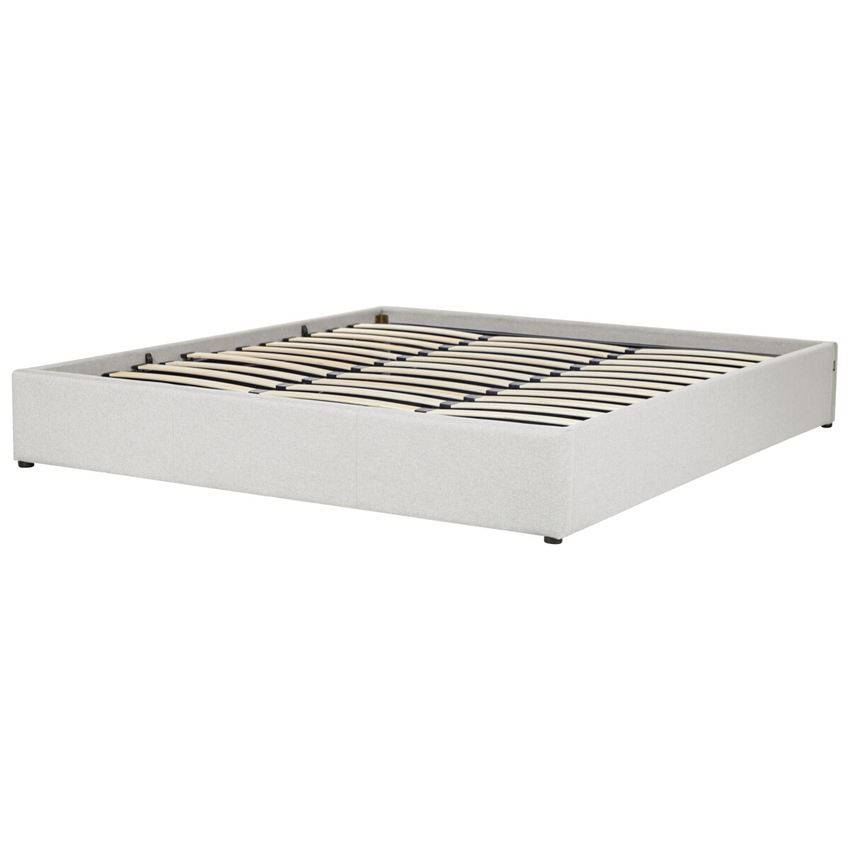 Łóżko z pojemnikiem tapicerowane 180 x 200 cm jasnoszare DINAN