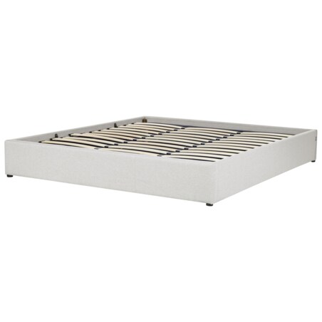 Łóżko z pojemnikiem tapicerowane 180 x 200 cm jasnoszare DINAN