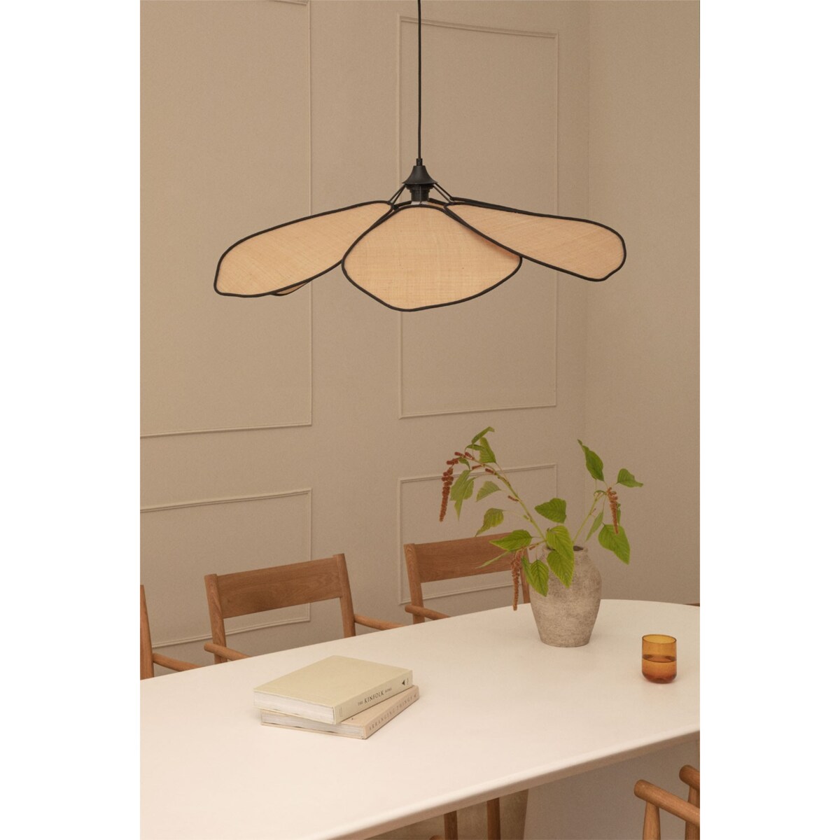 Lampa sufitowa czarno-beżowa Benavid Ø100 cm