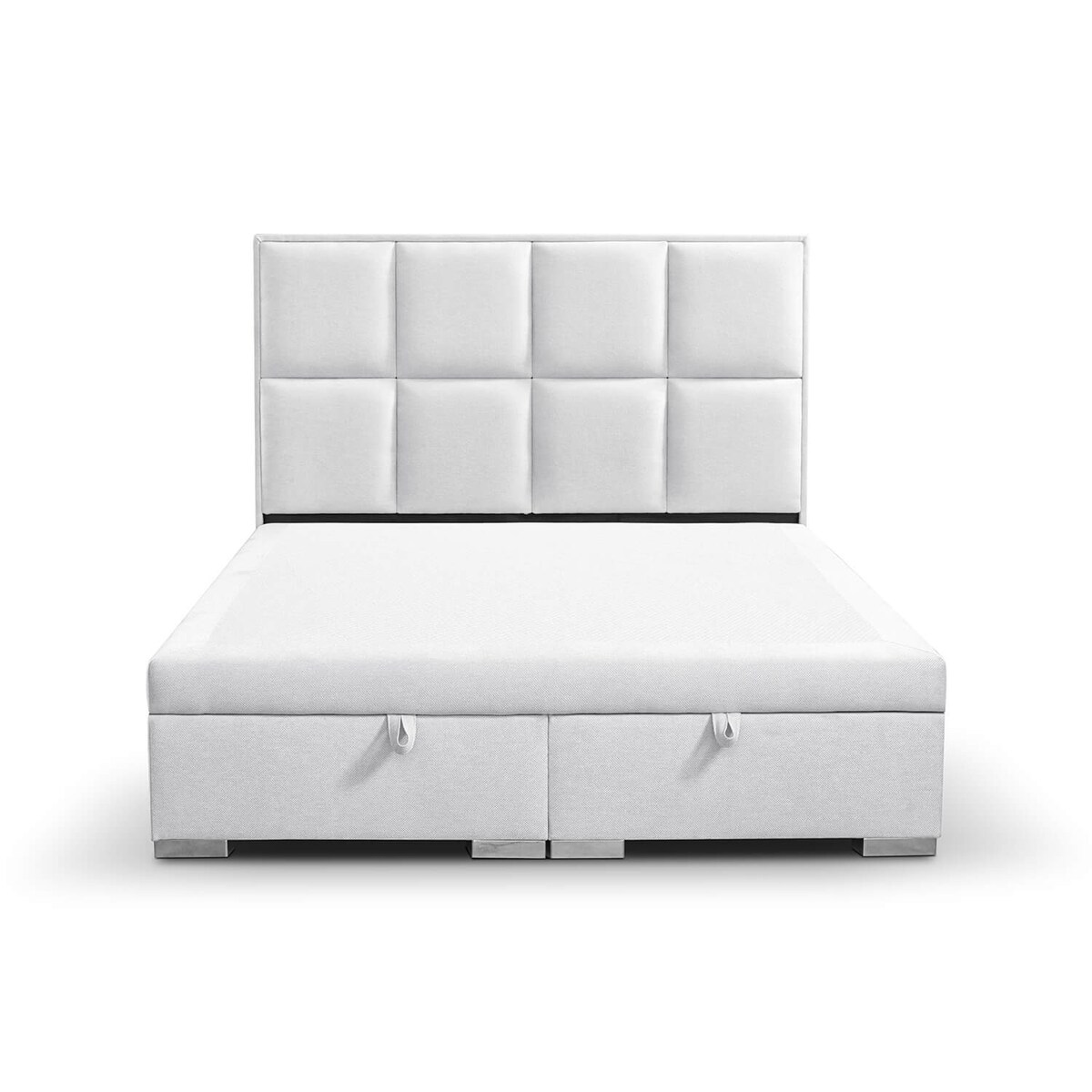 Łóżko tapicerowane ARCHIE 200x200 z pojemnikiem, Jasny Szary, tkanina Megan 364