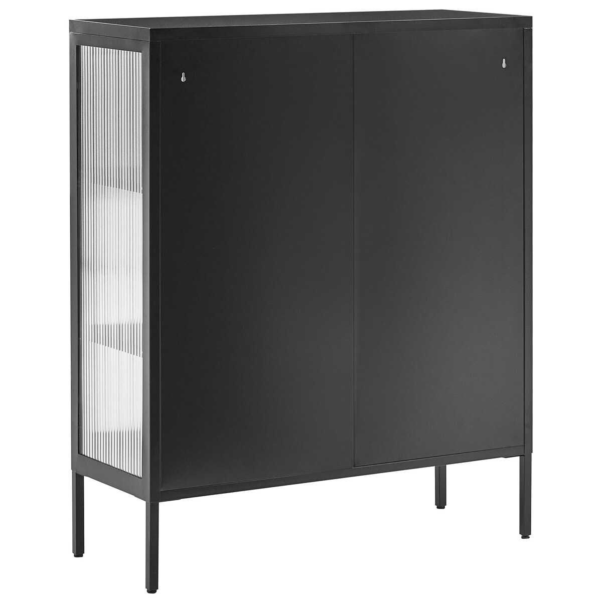 Szafka ze szklanymi drzwiami LERRYN Metal 90 cm Czarny
