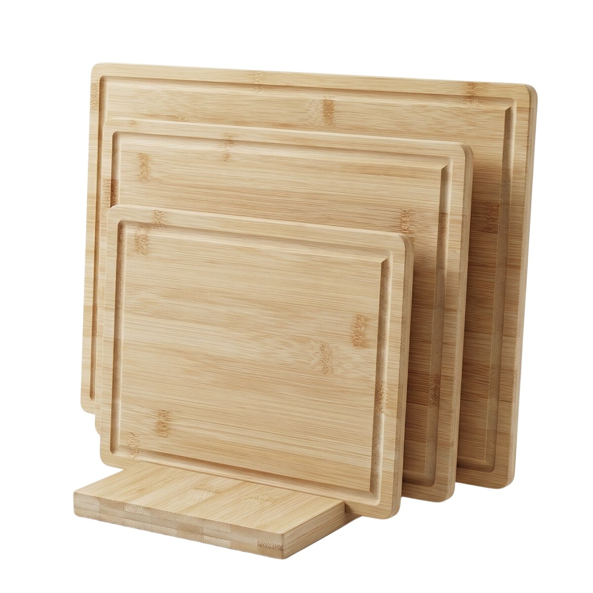 Zestaw 3 bambusowych desek do krojenia ze stojakiem DOSSIER