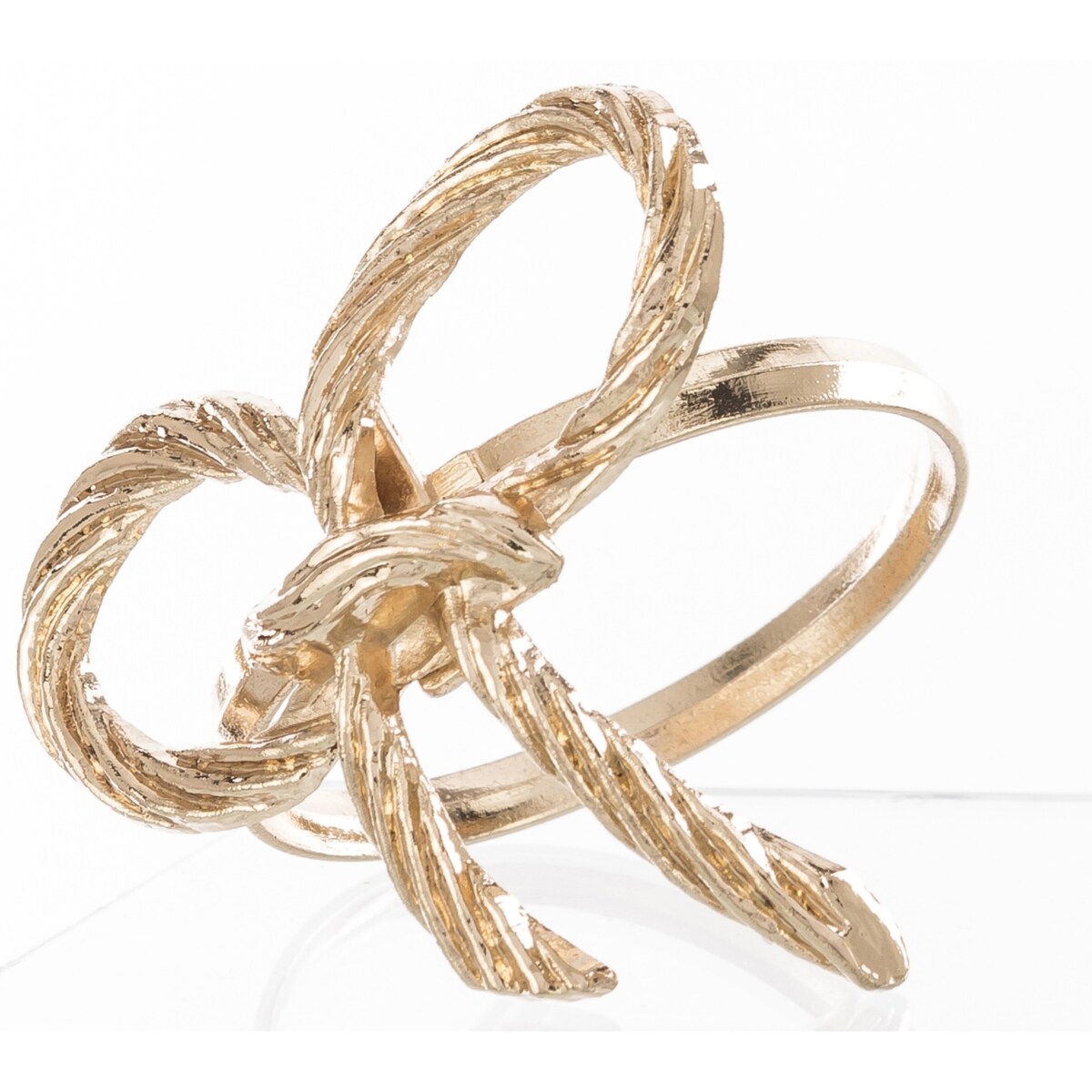 Komplet 4 złotych obrączek na serwetki, kokardki