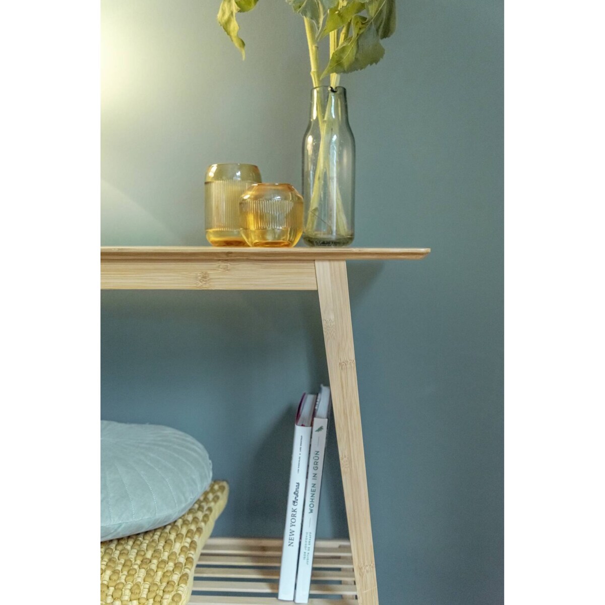 Bambusowa konsola z półką, 80 x 76 x 30 cm, Kona, WENKO