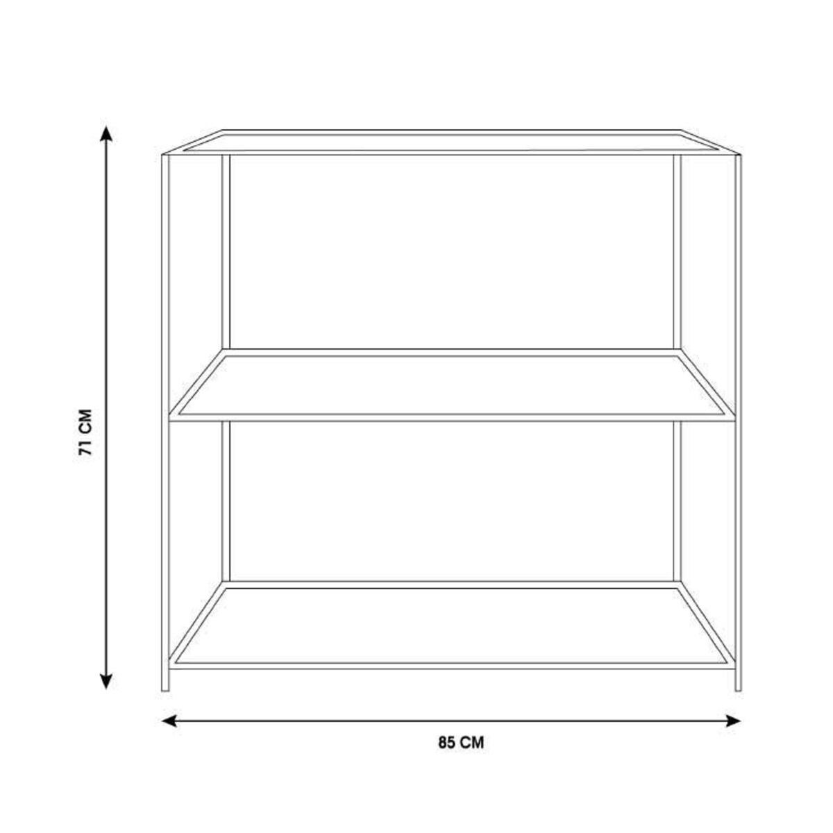 Loftowy regał z 2 półkami, metal i MDF, 71 x 31 x 85 cm
