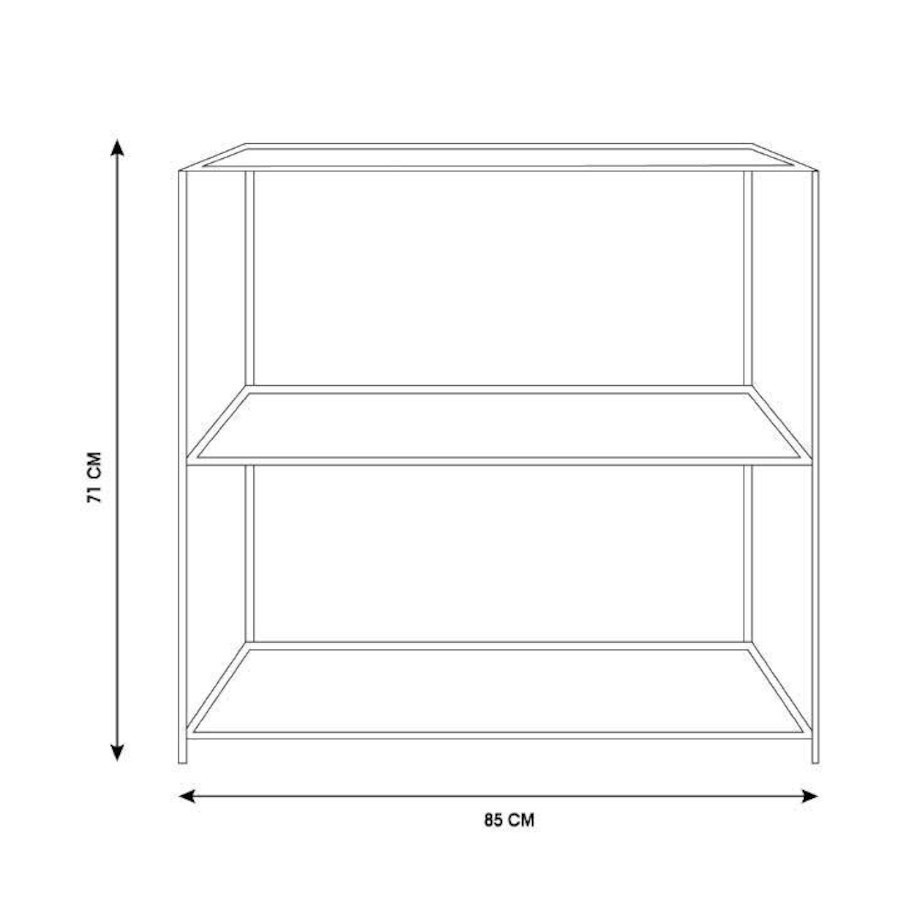 Loftowy regał z 2 półkami, metal i MDF, 71 x 31 x 85 cm
