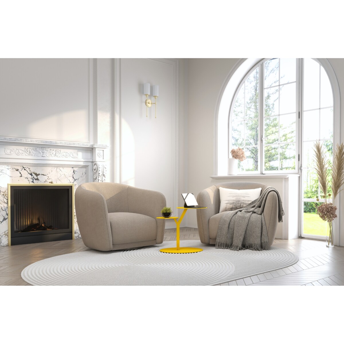 Stolik metalowy dwa blaty, kolor żółty