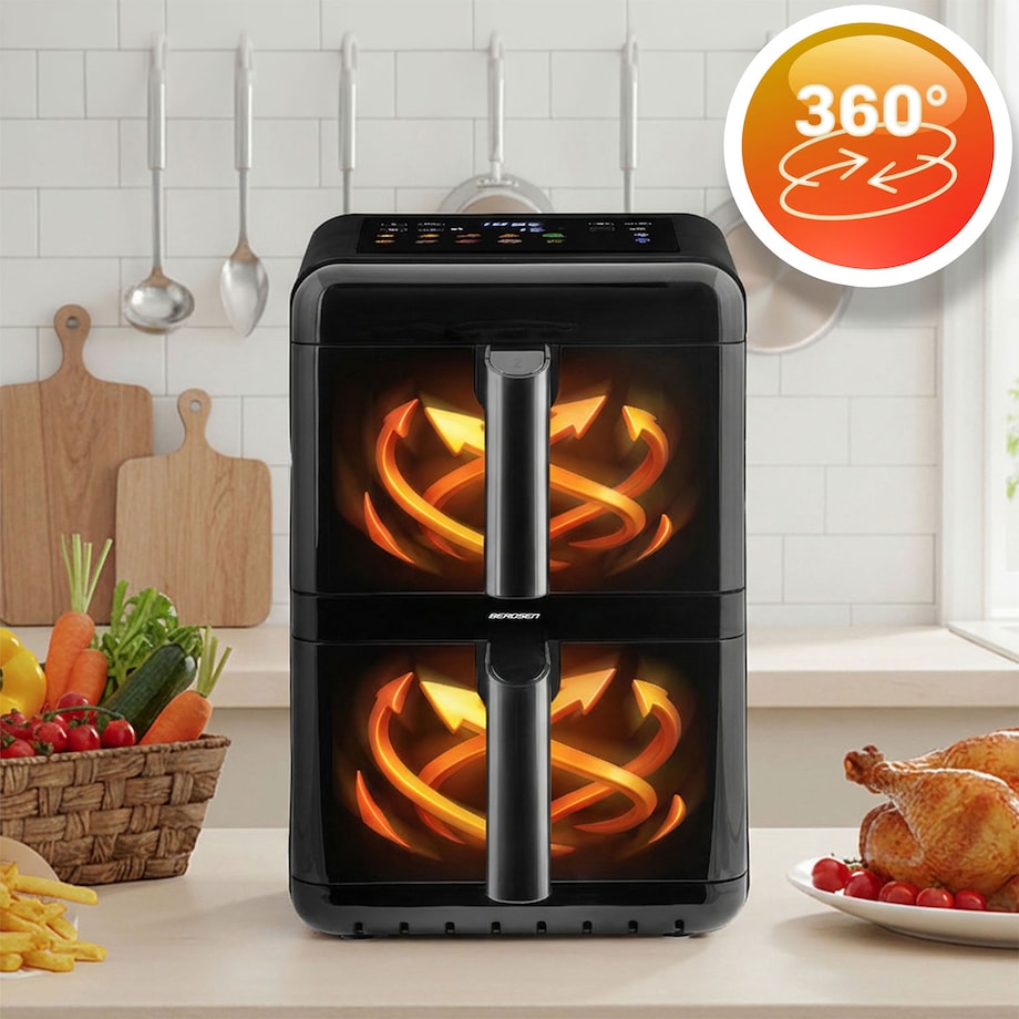 Frytkownica beztłuszczowa Berdsen BD-663 dwukomorowa 11,6L pionowa Air Fryer 3000W