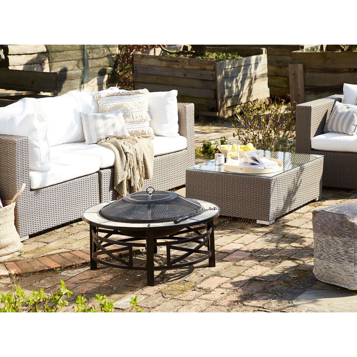 Palenisko ogrodowe z grillem stalowe czarne HIERRO