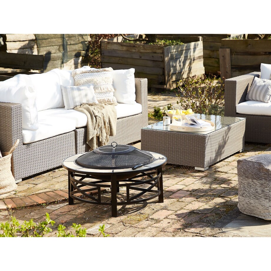 Palenisko ogrodowe z grillem stalowe czarne HIERRO