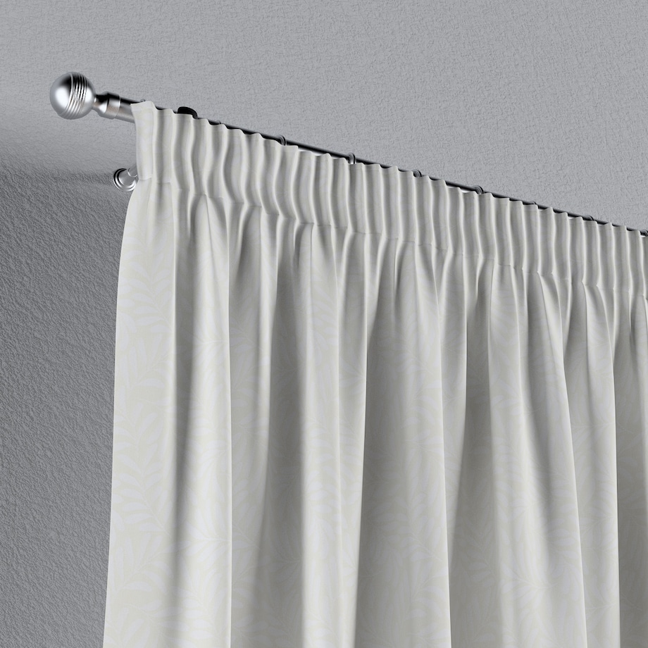 Zasłona na taśmie marszczącej 1 szt. 130x260 śmietankowa biel, listki