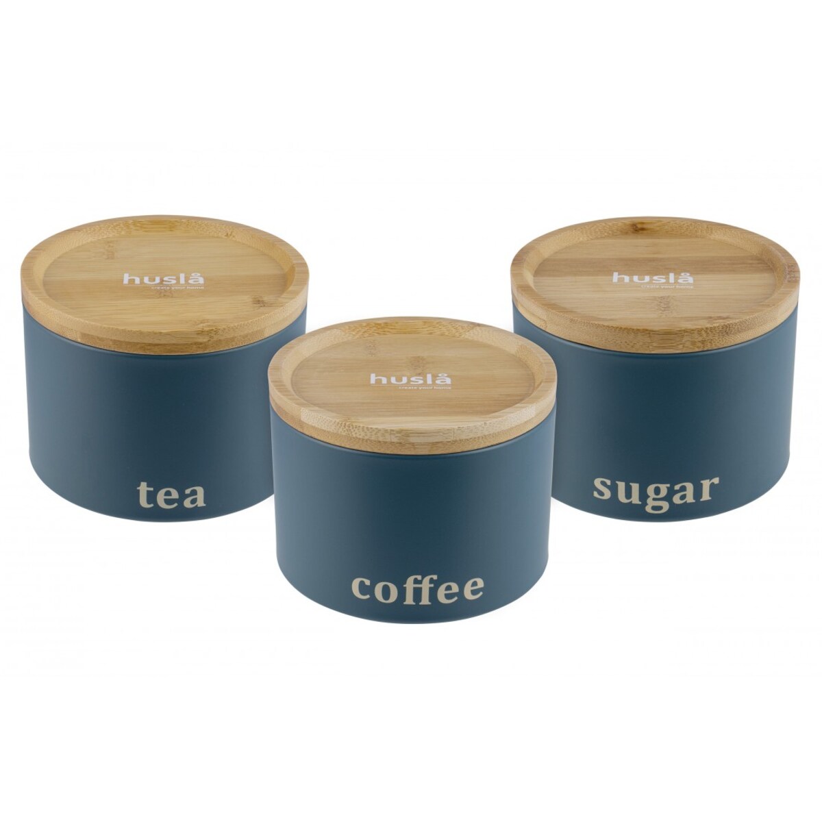 Zestaw 3 pojemników do przechowywania kawa herbata cukier HUSLA