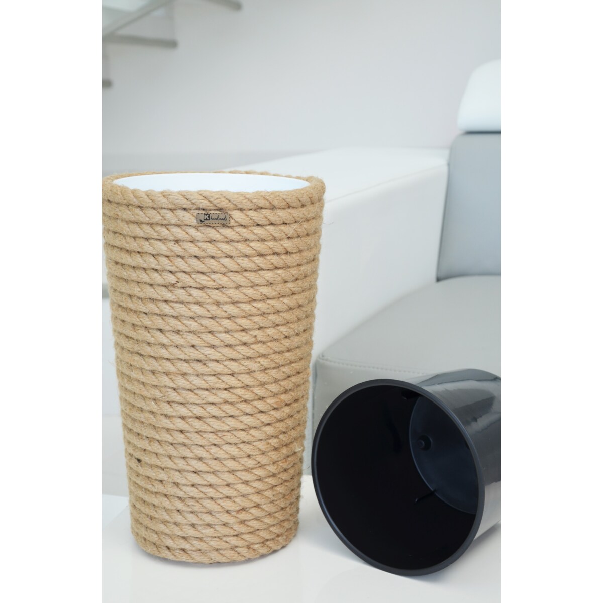 22 BOHO jutowa wysoka osłonka + wkład doniczka koszyk naturalny gruby sznurek LINA z trawy plecionej JUTA styl skandynawski etno loft wzór 22/210