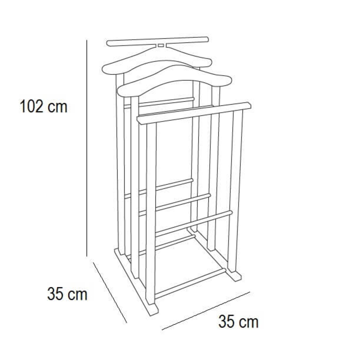 ARREDAMENTI MAXI Stojak na koszule i garnitur - 102 x 35 cm, Brązowy